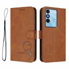 For itel P38 Litter Panda Embossing RFID Leather Phone Case with Lanyard(Brown) - 2