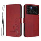 For itel P40 Litter Panda Embossing RFID Leather Phone Case with Lanyard(Wine Red) - 2
