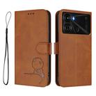 For itel P40 Litter Panda Embossing RFID Leather Phone Case with Lanyard(Brown) - 2