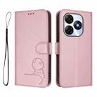 For itel P55 4G / Infinix Smart 8 Litter Panda Embossing RFID Leather Phone Case with Lanyard(Pink) - 2