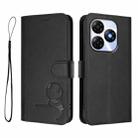 For itel P55 4G / Infinix Smart 8 Litter Panda Embossing RFID Leather Phone Case with Lanyard(Black) - 2