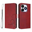 For itel P55 4G / Infinix Smart 8 Litter Panda Embossing RFID Leather Phone Case with Lanyard(Wine Red) - 2