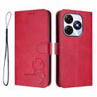 For itel P55 4G / Infinix Smart 8 Litter Panda Embossing RFID Leather Phone Case with Lanyard(Rose Red) - 2