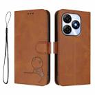 For itel P55 4G / Infinix Smart 8 Litter Panda Embossing RFID Leather Phone Case with Lanyard(Brown) - 2
