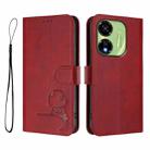 For itel P55 5G Litter Panda Embossing RFID Leather Phone Case with Lanyard(Wine Red) - 2