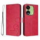 For itel P55 5G Litter Panda Embossing RFID Leather Phone Case with Lanyard(Rose Red) - 2