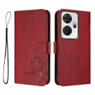 For itel P55+ Litter Panda Embossing RFID Leather Phone Case with Lanyard(Wine Red) - 2