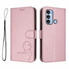 For itel S17 / Vision 3 Litter Panda Embossing RFID Leather Phone Case with Lanyard(Pink) - 2