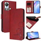 For itel S18 / Vision 5 Litter Panda Embossing RFID Leather Phone Case with Lanyard(Wine Red) - 1