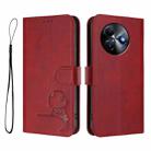 For itel S24 Litter Panda Embossing RFID Leather Phone Case with Lanyard(Wine Red) - 2