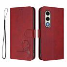 For itel S25 Litter Panda Embossing RFID Leather Phone Case with Lanyard(Wine Red) - 2