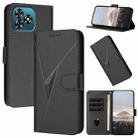 For Oukitel C53 Triangle Pattern Buckle Clasp Leather Phone Case(Black) - 1