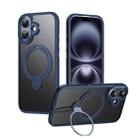 For iPhone 17 Double Ring MagSafe Magnetic Holder Phone Case(Matte Blue) - 1