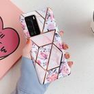 For Huawei P40 Plating Splicing Marble Pattern Soft TPU Protective Case(Retro Flower) - 1