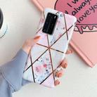 For Huawei P40 Plating Splicing Marble Pattern Soft TPU Protective Case(Triangle Pink Flower) - 1