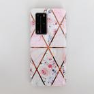 For Huawei P40 Pro / P40 Pro+ Plating Splicing Marble Pattern Soft TPU Protective Case(Triangle Pink Flower) - 2