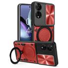 For TCL 50 5G CD Texture Sliding Camshield Magnetic Holder Phone Case(Red) - 1
