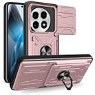 For OnePlus 13 5G Sliding Camshield TPU+PC Phone Case with Card Slot(Rose Gold) - 1
