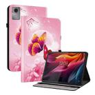 For Lenovo Idea Tab 11 / Xiaoxin Pad 2025 Crystal Texture Colored Drawing Leather Tablet Case(Pink Butterflies) - 1