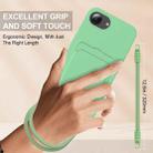 For iPhone 16e Integrated Card Bag Solid Color Liquid Silicone Phone Case Gen2 with Short Lanyard(Green) - 3