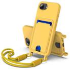 For iPhone 16e Integrated Card Bag Solid Color Liquid Silicone Phone Case Gen2 with Short Lanyard(Yellow) - 1