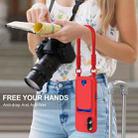 For iPhone 16 Integrated Card Bag Solid Color Liquid Silicone Phone Case Gen2 with Short Lanyard(Red) - 2