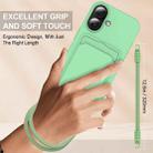 For iPhone 16 Integrated Card Bag Solid Color Liquid Silicone Phone Case Gen2 with Short Lanyard(Green) - 3
