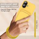 For iPhone 16 Integrated Card Bag Solid Color Liquid Silicone Phone Case Gen2 with Short Lanyard(Yellow) - 3