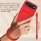 For iPhone 17 Air Integrated Card Bag Solid Color Liquid Silicone Phone Case Gen2 with Short Lanyard(Red) - 3