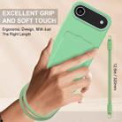 For iPhone 17 Air Integrated Card Bag Solid Color Liquid Silicone Phone Case Gen2 with Short Lanyard(Green) - 3