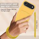 For iPhone 17 Air Integrated Card Bag Solid Color Liquid Silicone Phone Case Gen2 with Short Lanyard(Yellow) - 3