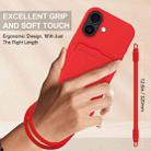 For iPhone 17 Integrated Card Bag Solid Color Liquid Silicone Phone Case Gen2 with Short Lanyard(Red) - 3