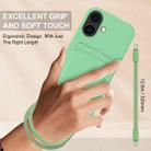 For iPhone 17 Integrated Card Bag Solid Color Liquid Silicone Phone Case Gen2 with Short Lanyard(Green) - 3