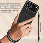 For iPhone 17 Pro Integrated Card Bag Solid Color Liquid Silicone Phone Case Gen2 with Short Lanyard(Black) - 3