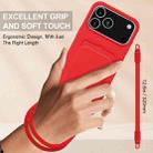 For iPhone 17 Pro Max Integrated Card Bag Solid Color Liquid Silicone Phone Case Gen2 with Short Lanyard(Red) - 3