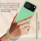 For iPhone 17 Pro Max Integrated Card Bag Solid Color Liquid Silicone Phone Case Gen2 with Short Lanyard(Green) - 3