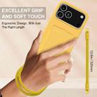 For iPhone 17 Pro Max Integrated Card Bag Solid Color Liquid Silicone Phone Case Gen2 with Short Lanyard(Yellow) - 3
