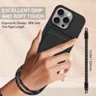 For iPhone 15 Pro Integrated Card Bag Solid Color Liquid Silicone Phone Case Gen2 with Short Lanyard(Black) - 3