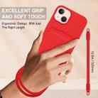 For iPhone 15 Plus / 14 Plus Integrated Card Bag Solid Color Liquid Silicone Phone Case Gen2 with Short Lanyard(Red) - 3