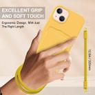 For iPhone 15 Plus / 14 Plus Integrated Card Bag Solid Color Liquid Silicone Phone Case Gen2 with Short Lanyard(Yellow) - 3