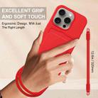 For iPhone 13 Pro Integrated Card Bag Solid Color Liquid Silicone Phone Case Gen2 with Short Lanyard(Red) - 3