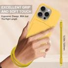 For iPhone 13 Pro Integrated Card Bag Solid Color Liquid Silicone Phone Case Gen2 with Short Lanyard(Yellow) - 3