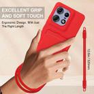 For Motorola Edge 50 Pro Integrated Card Bag Solid Color Liquid Silicone Phone Case Gen2 with Short Lanyard(Red) - 3
