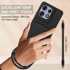 For Motorola Edge 50 Pro Integrated Card Bag Solid Color Liquid Silicone Phone Case Gen2 with Short Lanyard(Black) - 3