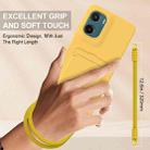 For Motorola Moto G05 / E15 4G Integrated Card Bag Solid Color Liquid Silicone Phone Case Gen2 with Short Lanyard(Yellow) - 3