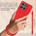 For Motorola Moto G15 / G15 Power Integrated Card Bag Solid Color Liquid Silicone Phone Case Gen2 with Short Lanyard(Red) - 3