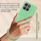 For Motorola Moto G15 / G15 Power Integrated Card Bag Solid Color Liquid Silicone Phone Case Gen2 with Short Lanyard(Green) - 3