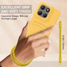 For Motorola Moto G15 / G15 Power Integrated Card Bag Solid Color Liquid Silicone Phone Case Gen2 with Short Lanyard(Yellow) - 3