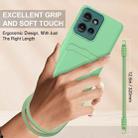 For Motorola Edge 50 Integrated Card Bag Solid Color Liquid Silicone Phone Case Gen2 with Short Lanyard(Green) - 3