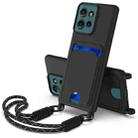 For Motorola Edge 50 Integrated Card Bag Solid Color Liquid Silicone Phone Case Gen2 with Short Lanyard(Black) - 1